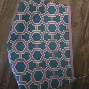 Clinique Teal and Purple Geometric Cosmetic Bag